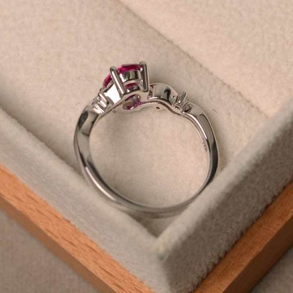 Cut Ruby Diamond Ring 925 Sterling Silver Titanium FAST SHIPPING! - Picture 5 of 6